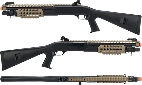 Evike Airsoft - CYMA Sport M3 3-Round Burst Multi-Airsoft Shotshell Loading Airsoft Shotgun (الطراز: مخزون كامل CQB مع Keymod/Tan) in Kuwait