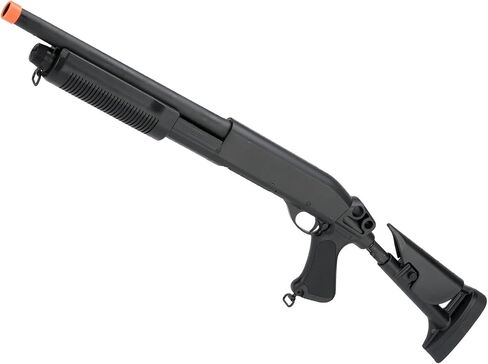 Evike Airsoft - CYMA Standard M870 3-Round Burst Multi-Airsoft Shotshell تحميل Airsoft Shotgun (الطراز: المخزون القابل للسحب CQB) in Kuwait