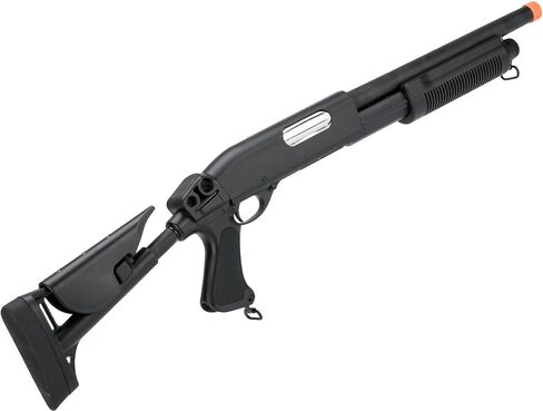 Evike Airsoft - CYMA Standard M870 3-Round Burst Multi-Airsoft Shotshell تحميل Airsoft Shotgun (الطراز: المخزون القابل للسحب CQB) in Kuwait