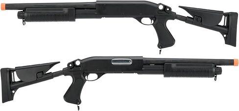 Evike Airsoft - CYMA Standard M870 3-Round Burst Multi-Airsoft Shotshell تحميل Airsoft Shotgun (الطراز: المخزون القابل للسحب CQB) in Kuwait