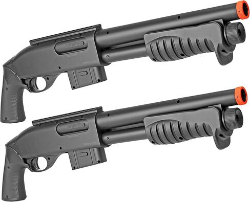 BBTac Airsoft Shotgun Short Pump Action Spring Power Power Airsoft Gun M401 قوي FPS مع مشبك مسدس تدريب تكتيكي (عبوتان) in Kuwait