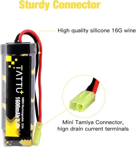 TATTU 8.4V 1600mAh NiMH Flat Battery Pack with Mini TMY Female Connector Assembled with 16G Wire in Saudi Arabia