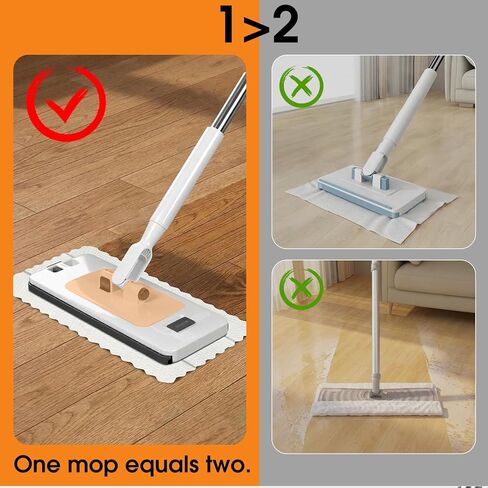 ممسحة Snap Grip، ممسحة غبار كبيرة 2 في 1 مطورة + صغيرة يمكن التخلص منها، ممسحة صغيرة بدون لمس، ممسحة بمشبك تغيير قماش مريح لكونترتوب المطبخ، مقبض طويل قابل للسحب مقاس 46.7 بوصة (2*قماش) in Kuwait