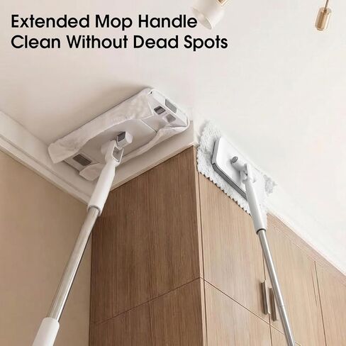 ممسحة Snap Grip، ممسحة غبار كبيرة 2 في 1 مطورة + صغيرة يمكن التخلص منها، ممسحة صغيرة بدون لمس، ممسحة بمشبك تغيير قماش مريح لكونترتوب المطبخ، مقبض طويل قابل للسحب مقاس 46.7 بوصة (2*قماش) in Kuwait