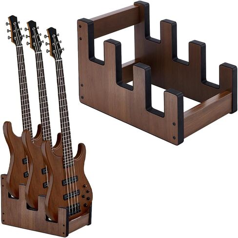 UNICRAFTALE 3 Rack Wooden Guitars Stand Floor Holder Front Display Space Saving Coconut Brown Guitar Display Stand for Home Guitar Lover 8.5x8.7x9.1 Inch in Saudi Arabia