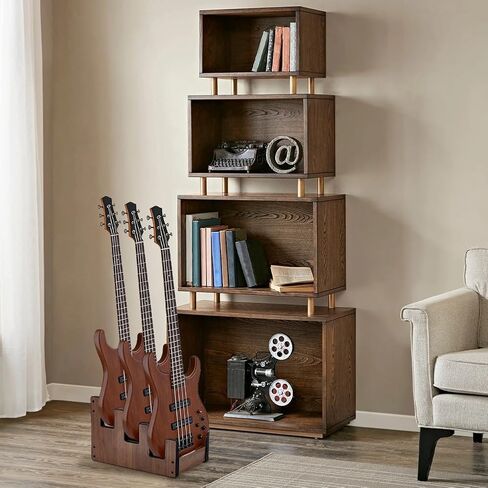 UNICRAFTALE 3 Rack Wooden Guitars Stand Floor Holder Front Display Space Saving Coconut Brown Guitar Display Stand for Home Guitar Lover 8.5x8.7x9.1 Inch in Saudi Arabia