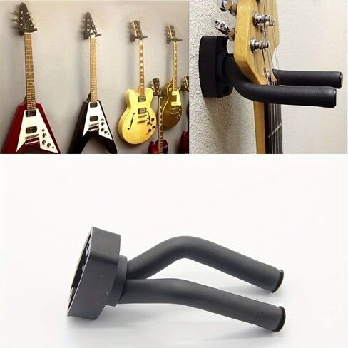 Modern Black Guitar Wall Mount Holder - Dual Space-Saving Guitar Stand, Easy Install Wall Organizer with Minimalist Design (Black) in Saudi Arabia