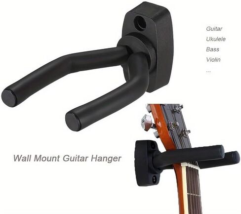 Modern Black Guitar Wall Mount Holder - Dual Space-Saving Guitar Stand, Easy Install Wall Organizer with Minimalist Design (Black) in Saudi Arabia