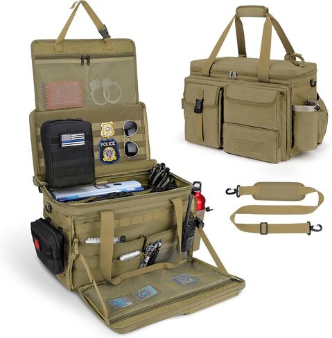 Police Patrol Bag, Front Seat Organizer Law Enforcement Duty Bag, Car Tactical Gear Bag, Police Car Accessories for Passenger Seat, Multiple Compartment Molle Webbing Removable Shoulder Strap Black in Kuwait
