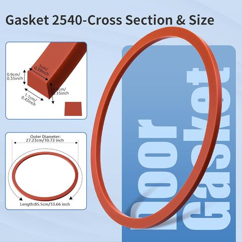 2540 EZ10 Door Gasket for Tuttnauer 2540 Series Gasket 2540M, 2540MK, 2540E, 2540EA, 2540EK, EZ10K 2540m Door Seal Replacement Part #02610023 in Kuwait
