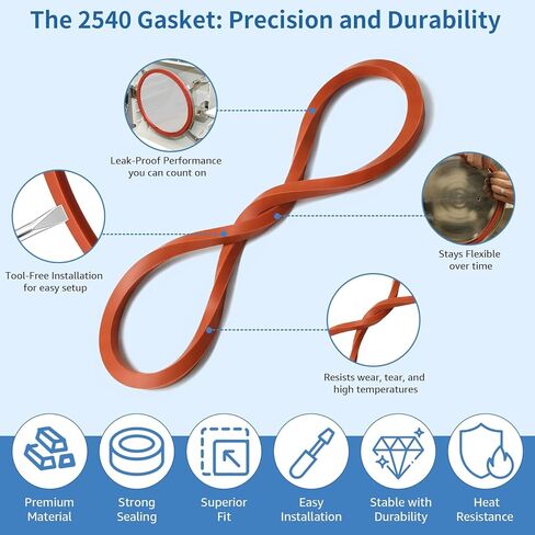 2540 EZ10 Door Gasket for Tuttnauer 2540 Series Gasket 2540M, 2540MK, 2540E, 2540EA, 2540EK, EZ10K 2540m Door Seal Replacement Part #02610023 in Kuwait