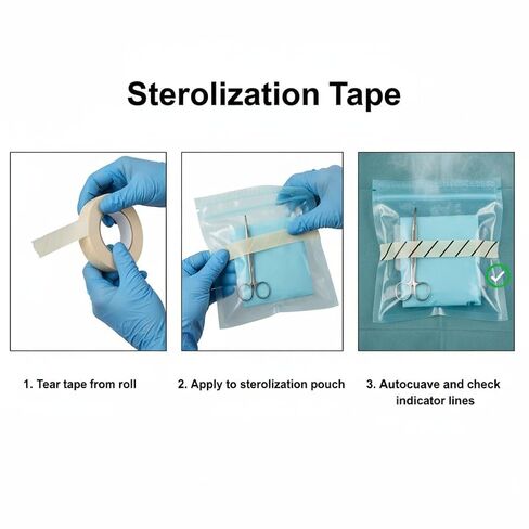 5 Rolls Autoclave Tape - Autoclave Sterilization Indicator Tape, 3/4 Inch x 55 Yards in Kuwait