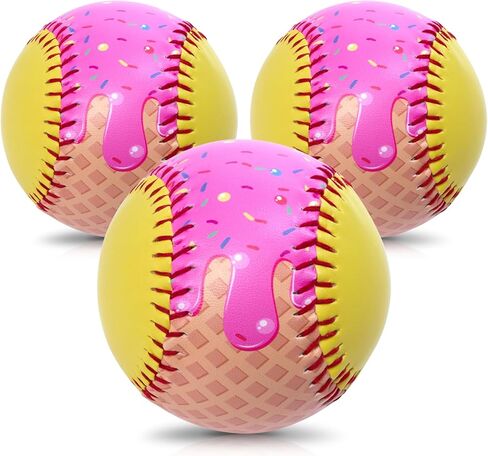 3 Pack Standard 12-Inch Softball - Creative Design Practice & Training Ball Ice Cream Drip Softball Stuff in Kuwait