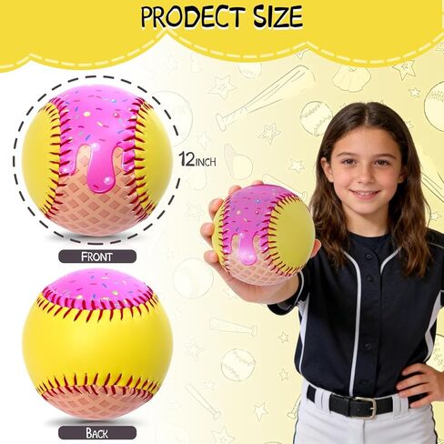 3 Pack Standard 12-Inch Softball - Creative Design Practice & Training Ball Ice Cream Drip Softball Stuff in Kuwait