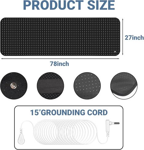 Grounding Mat for Bed, Grounding Pad for Sleeping, Grounding Mattress with Grounding Wire, Grounding Sheets Earth Connected Grounded Pad for Better Sleeping, Balance, 27x78Inch in Kuwait