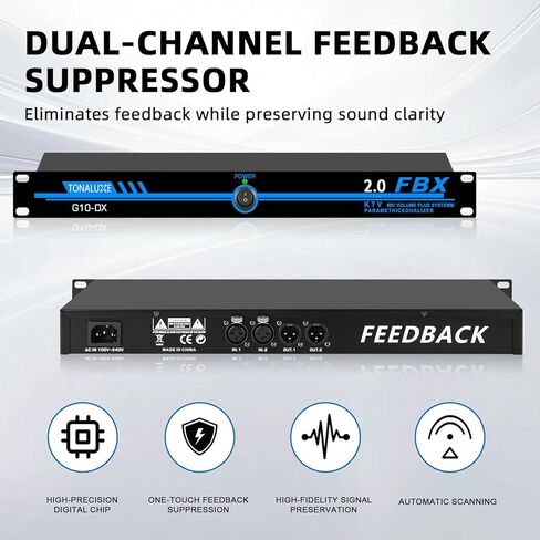 Professional Feedback Suppressor & Feedback Eliminator, Microphone Anti-Howling Frequency Shifter Audio Processor, 2-In 2-Out for Stage Performance, Conference, PA System & Karaoke in Kuwait