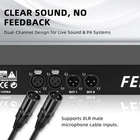 Professional Feedback Suppressor & Feedback Eliminator, Microphone Anti-Howling Frequency Shifter Audio Processor, 2-In 2-Out for Stage Performance, Conference, PA System & Karaoke in Kuwait