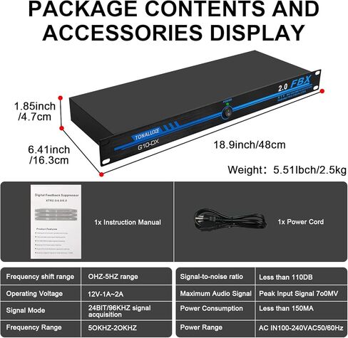 Professional Feedback Suppressor & Feedback Eliminator, Microphone Anti-Howling Frequency Shifter Audio Processor, 2-In 2-Out for Stage Performance, Conference, PA System & Karaoke in Kuwait