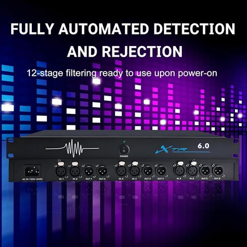 Professional Feedback Suppressor, 6in6out Microphone Anti-Howling Device, Automatic Frequency Shifter for Clear Audio in Stage Performances, Conferences, and KTV Systems in Saudi Arabia