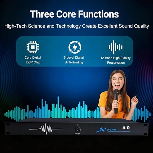 Professional Feedback Suppressor, 6in6out Microphone Anti-Howling Device, Automatic Frequency Shifter for Clear Audio in Stage Performances, Conferences, and KTV Systems in Saudi Arabia