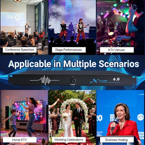 Professional Feedback Suppressor, 6in6out Microphone Anti-Howling Device, Automatic Frequency Shifter for Clear Audio in Stage Performances, Conferences, and KTV Systems in Saudi Arabia