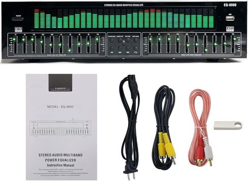 EQ8000 31-Band Digital Audio Processor with LED Spectrum Display, Optical & Coaxial Decoder, USB Playback, Multi-Input Sound Equalizer for Pro & Home Audio in Kuwait