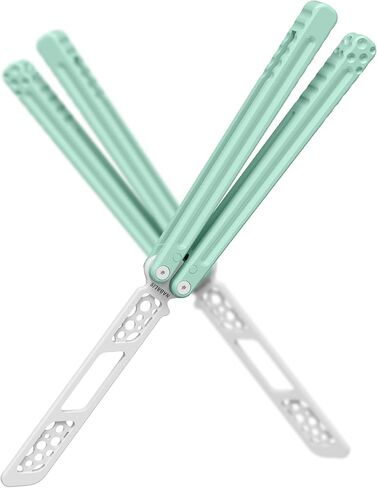 Nabalis Cheese Butterfly Knife Balisong Trainer, 6061 Aluminum, 420C Blade Material, Teflon-Coated, Public-Friendly Metal Trainer in Saudi Arabia