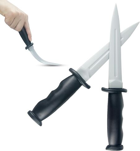 9.8 Inch Realistic Rubber Training Knife - Safe Dagger Prop for Martial Arts, Cosplay & Stage Combat | Flexible Fake Knife for Costumes, Play Fighting & Tactical Practice in Kuwait