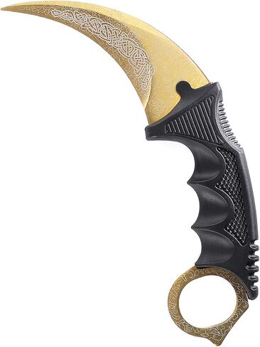 TOPOINT Karambit Trainer Knife No Cutting Edge Karambit Practice Training Knife Without Cutting Edge Trainer Tool with Sheath for Beginner 100% Safe Trainer Tool Color: Golden in Kuwait