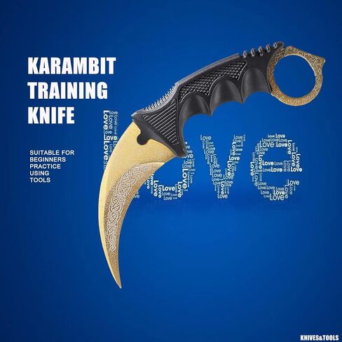 TOPOINT Karambit Trainer Knife No Cutting Edge Karambit Practice Training Knife Without Cutting Edge Trainer Tool with Sheath for Beginner 100% Safe Trainer Tool Color: Golden in Kuwait