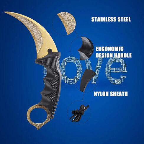TOPOINT Karambit Trainer Knife No Cutting Edge Karambit Practice Training Knife Without Cutting Edge Trainer Tool with Sheath for Beginner 100% Safe Trainer Tool Color: Golden in Kuwait
