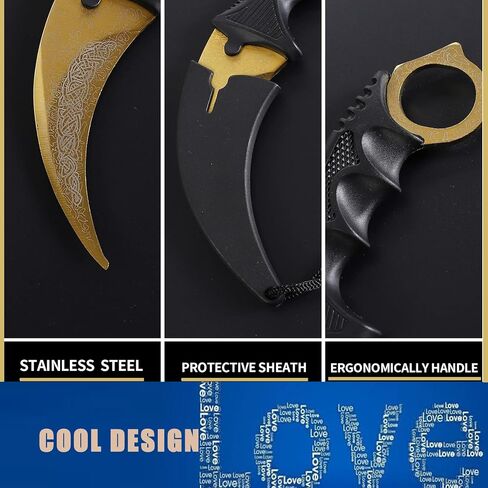 TOPOINT Karambit Trainer Knife No Cutting Edge Karambit Practice Training Knife Without Cutting Edge Trainer Tool with Sheath for Beginner 100% Safe Trainer Tool Color: Golden in Kuwait