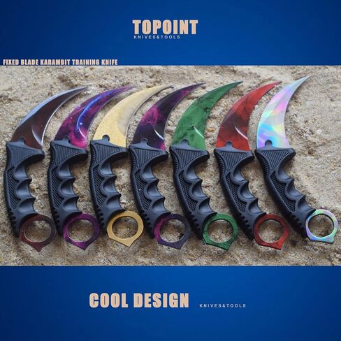 TOPOINT Karambit Trainer Knife No Cutting Edge Karambit Practice Training Knife Without Cutting Edge Trainer Tool with Sheath for Beginner 100% Safe Trainer Tool Color: Golden in Kuwait