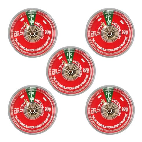 5 قطع مقياس ضغط 100 رطل لكل بوصة مربعة لطفايات حريق المياه المحمولة المتوافقة مع Amerex، Ansul، Badger، جزء بديل طفاية حريق المياه المصنوعة من الفولاذ المقاوم للصدأ، خيط NPT 1/8 بوصة، قرص أحمر in Kuwait