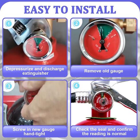 5 قطع مقياس ضغط 100 رطل لكل بوصة مربعة لطفايات حريق المياه المحمولة المتوافقة مع Amerex، Ansul، Badger، جزء بديل طفاية حريق المياه المصنوعة من الفولاذ المقاوم للصدأ، خيط NPT 1/8 بوصة، قرص أحمر in Kuwait