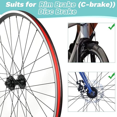 WEEROCK 700C Bike Wheelset, Front and Rear Wheel Set for 700 Road Bike, Gravel Bike, Aluminium Alloy Double Wall Rim, Compatible with Disc Brake and Rim Brake, Suits for 7-11 Speeds Cassette Sproket in Saudi Arabia