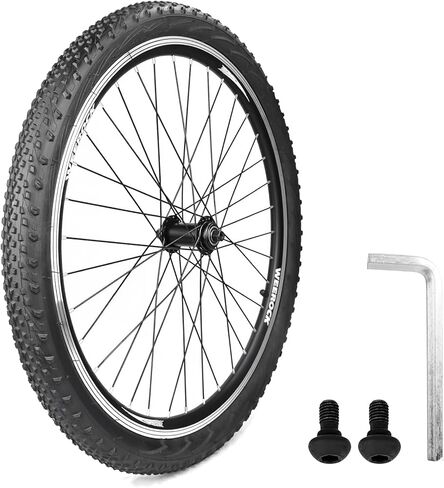 24 Inch Bicycle Front Wheel - 14Gx32H Spokes with ED Brass Nipples - 100mm Front Wheel with Tire and Tube (Front, 24 inch) in Saudi Arabia