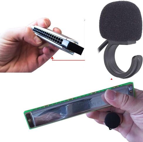 Harmonica Microphone 3.5mm Ring Clip Finger Holder Flute Microphone Wired Wind Instrument Mic for Blues Harmonica Mouth Organ C Flute Zelda Ocarina Soprano Recorder Portable Voice Amplifier in Saudi Arabia
