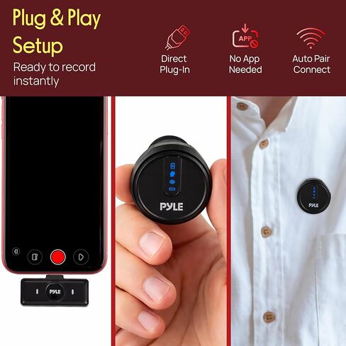 Pyle Wireless Lavalier Microphone System | Noise-Canceling Clip-On Mic with Magnetic Mount, 8H Battery, Charging Case, Windscreens | USB-C Plug & Play for Vlogging, Interviews, Streaming & Podcasts in Saudi Arabia