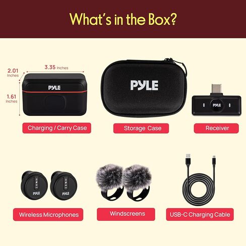 Pyle Wireless Lavalier Microphone System | Noise-Canceling Clip-On Mic with Magnetic Mount, 8H Battery, Charging Case, Windscreens | USB-C Plug & Play for Vlogging, Interviews, Streaming & Podcasts in Saudi Arabia