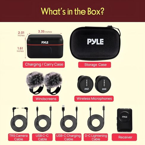 Pyle Wireless Lavalier Microphone System | Noise-Canceling Clip-On Lapel Mic with Magnetic Mount, 7H Battery, 360° Omnidirectional Audio, Charging Case | DSLR, iOS & Android for Vlogging, Podcasting in Saudi Arabia