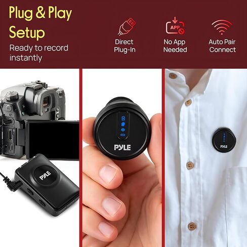 Pyle Wireless Lavalier Microphone System | Noise-Canceling Clip-On Lapel Mic with Magnetic Mount, 7H Battery, 360° Omnidirectional Audio, Charging Case | DSLR, iOS & Android for Vlogging, Podcasting in Saudi Arabia