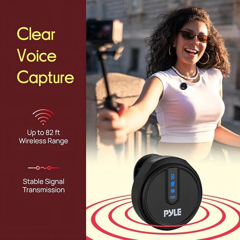 Pyle Wireless Lavalier Microphone System | Noise-Canceling Clip-On Lapel Mic with Magnetic Mount, 7H Battery, 360° Omnidirectional Audio, Charging Case | DSLR, iOS & Android for Vlogging, Podcasting in Saudi Arabia