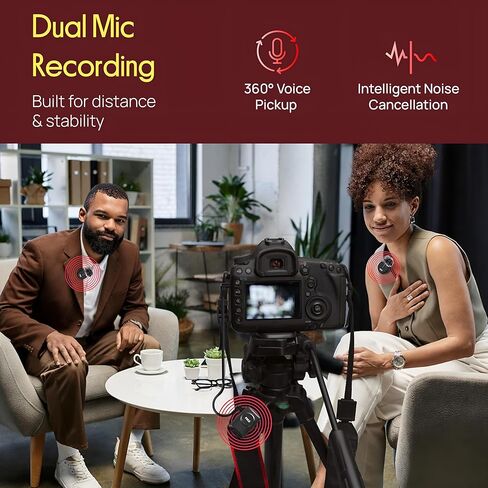 Pyle Wireless Lavalier Microphone System | Noise-Canceling Clip-On Lapel Mic with Magnetic Mount, 7H Battery, 360° Omnidirectional Audio, Charging Case | DSLR, iOS & Android for Vlogging, Podcasting in Saudi Arabia