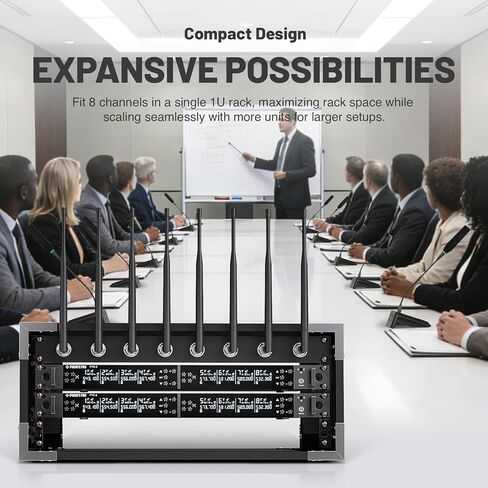 Phenyx Pro 8-Channel Wireless Conference Microphone System, Wireless Podium Microphone with 8x25 UHF Frequencies, Auto Scan, 8 Gooseneck Mics for Lecture, Church, Conference, Public Speaking (PTC-8) in Saudi Arabia