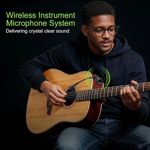 UHF Wireless Instrument Microphone for Guitar Accordion Banjo Violin Cello with Detachable Magnetic Clip, Pickup Mics System with Transmitter Receiver for Musicians,Performances,196ft Range in Kuwait