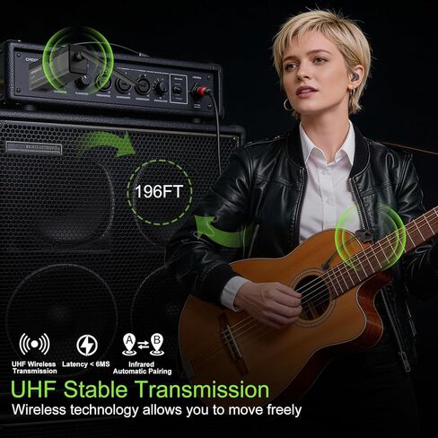 UHF Wireless Instrument Microphone for Guitar Accordion Banjo Violin Cello with Detachable Magnetic Clip, Pickup Mics System with Transmitter Receiver for Musicians,Performances,196ft Range in Kuwait