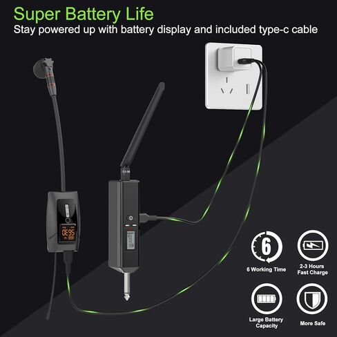 UHF Wireless Instrument Microphone for Guitar Accordion Banjo Violin Cello with Detachable Magnetic Clip, Pickup Mics System with Transmitter Receiver for Musicians,Performances,196ft Range in Kuwait