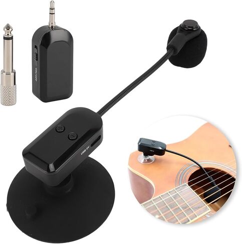 Heayzoki 2.4G Cordless Instruments Microphone System, Instrument Microphone with Suction Cup, for Guitar, Violin, Accordion, Cello, Zither, Lute, Stage Performance in Saudi Arabia