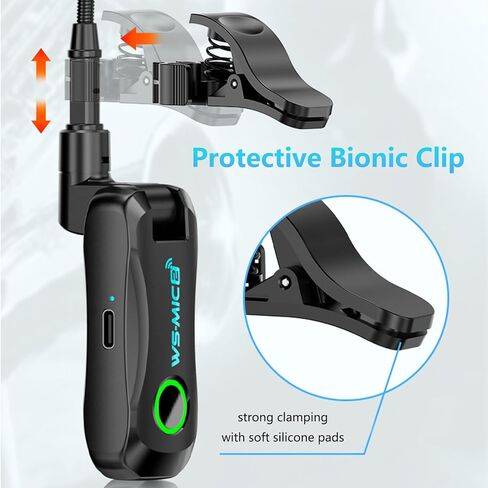 Wireless Saxophone Microphone System, Clip on Instrument Microphone Suitable for Saxophone/Trumpet/Trombone/Flute, Multi-Purpose Mic, Wireless Receiver and Transmitter,360° Adjustable (Black) in Kuwait